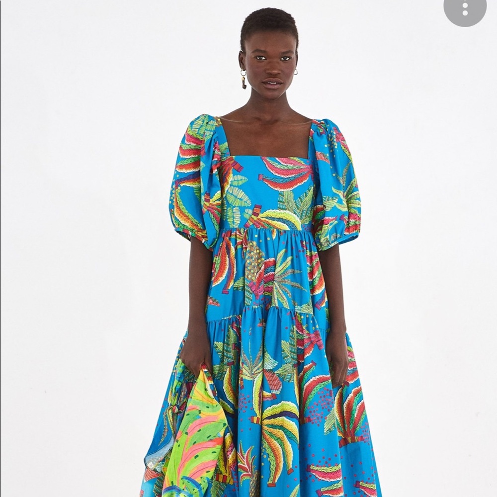 FARM Rio blue banana midi dress - Picture 4 of 5